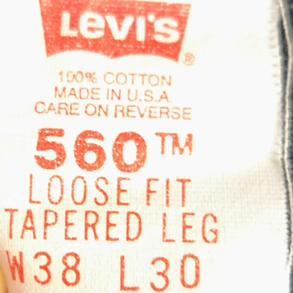 Vintage Levis 560 Mens Loose‎ Fit Tapered Leg Black Jeans 38x30 (Fits 36x29) USA